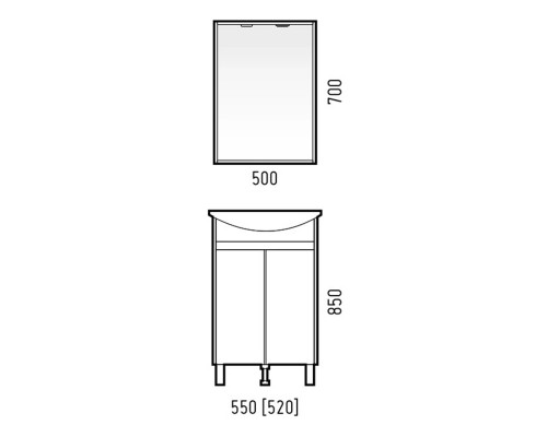 Приобрести Мебель для ванной Corozo Орегон 55, цвет пайн / белый в магазине сантехники Santeh-Crystal.ru