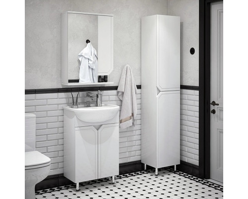 Заказать Шкаф-зеркало Corozo Сириус 55, правый, цвет белый в магазине сантехники Santeh-Crystal.ru