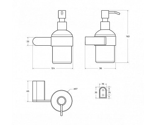 Диспенсер для мыла подвесной, стекло CEZARES STYLUS-SOIS-V-IN