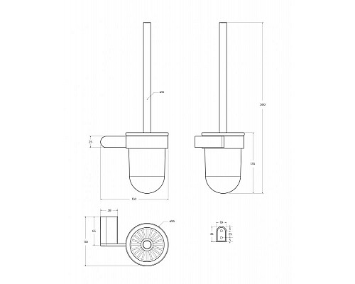 Ёршик для унитаза, подвесной, стекло CEZARES STYLUS-TBS-V-01