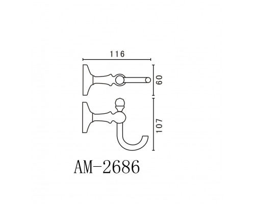 Крючок одинарный ART&MAX ANTIC AM-E-2686BL