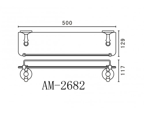 Полка стеклянная ART&MAX ANTIC AM-E-2682AL
