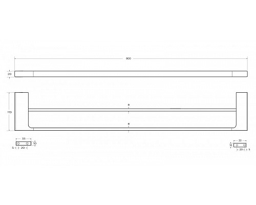 Полотенцедержатель двойной 80 см CEZARES SLIDER-THD-80-GM