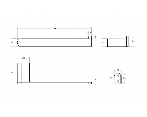 Полотенцедержатель 23 см CEZARES STYLUS-TH02-NOP