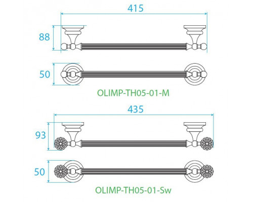 Полотенцедержатель 40 см CEZARES OLIMP-TH05-01-Sw