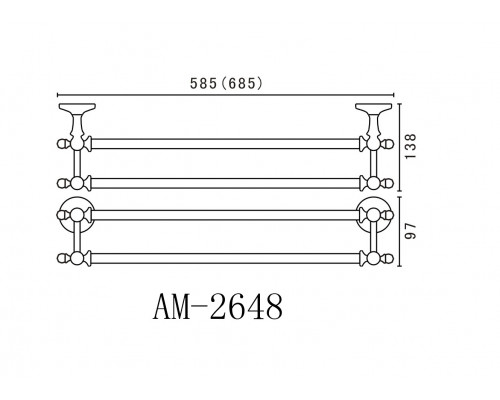 Двойной полотенцедержатель, 656 мм ART&MAX ANTIC AM-E-2648AL