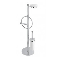 Стойка с держателем туалетной бумаги щёткой для унитаза, полотенцедержателем и мыльницей CEZARES OLIMP-WBS-01-M
