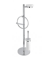 Стойка с держателем туалетной бумаги щёткой для унитаза, полотенцедержателем и мыльницей CEZARES OLIMP-WBS-01-M