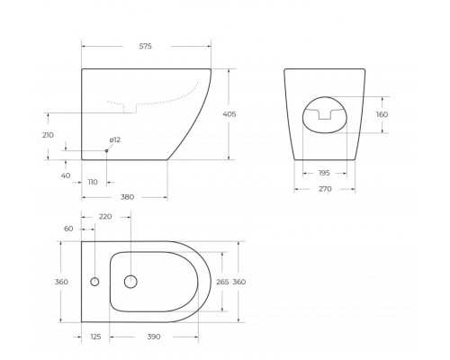 Биде напольное BelBagno SFERA-R BB2141B