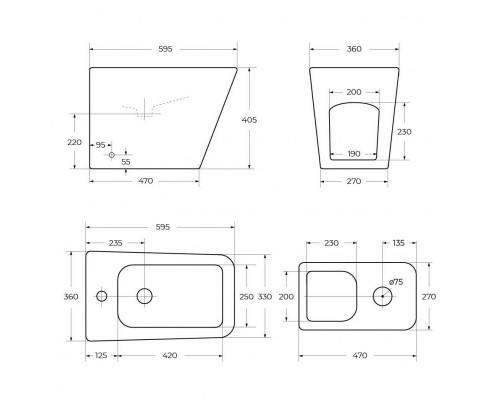 Биде напольное BelBagno ARDENTE-R BB003B