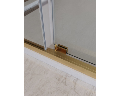 Душевая дверь CEZARES LUX-B-FS-11-120-C-BORO, 120 см, профиль брашированное золото, стекло прозрачное