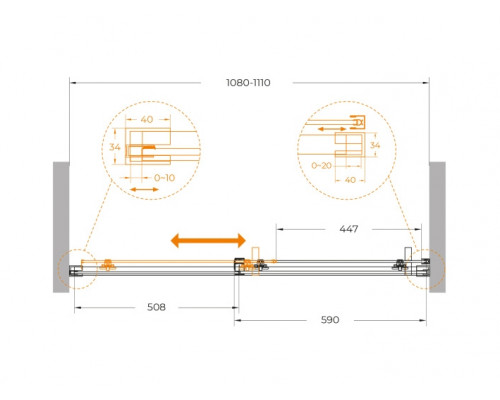 Душевая дверь CEZARES PLANE-BF-1-110-C-IN, 110х195, профиль сатин матовый, стекло прозрачное