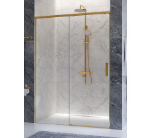 Душевая дверь CEZARES PLANE-BF-1-140-C-BORO, 140х195, профиль брашированное золото, стекло прозрачное