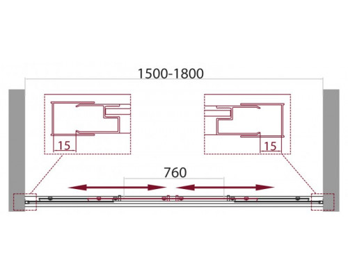 Дверь в проем BelBagno UNIQUE-BF-2-150/180-M-Cr