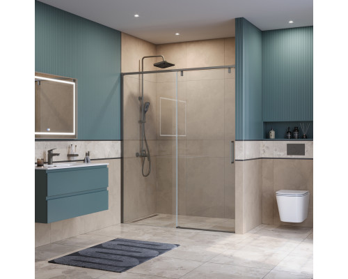 Душевая дверь в нишу BelBagno SOFT_CLOSE-1-BF-1-150-C-GM профиль оружейная сталь, стекло прозрачное