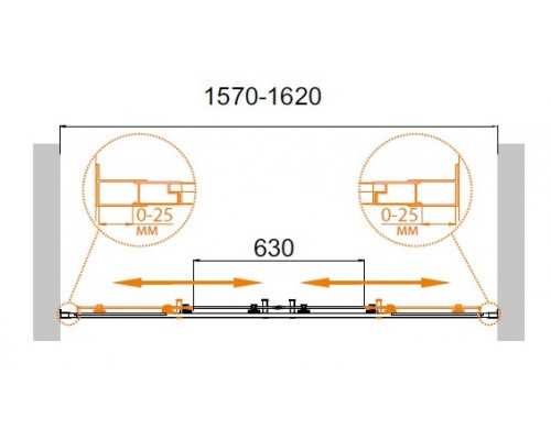 Душевая дверь в нишу CEZARES MOLVENO-BF-2-160-C-Cr-IV