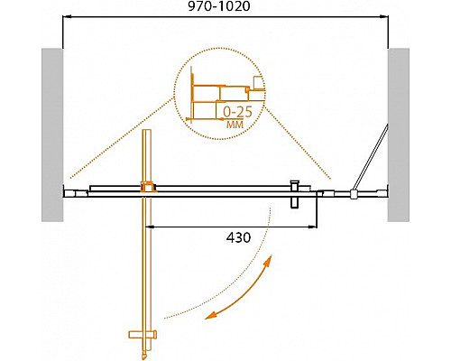 Душевая дверь в нишу CEZARES MOLVENO-BA-11-70+30-C-Cr-IV