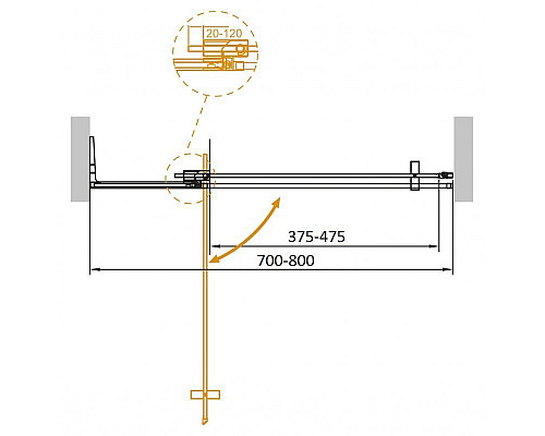 Душевая дверь в нишу CEZARES SLIDER-B-1-70/80-GRIGIO-GM