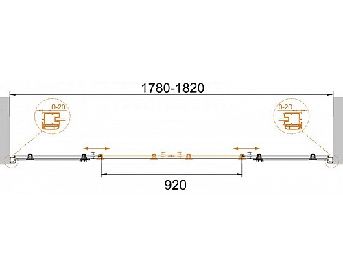 Душевая дверь в нишу CEZARES ANIMA-W-BF-2-180-P-Cr