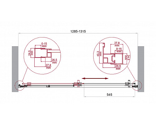 Душевая дверь в нишу BelBagno LUCE-BF-1-130-C-Cr