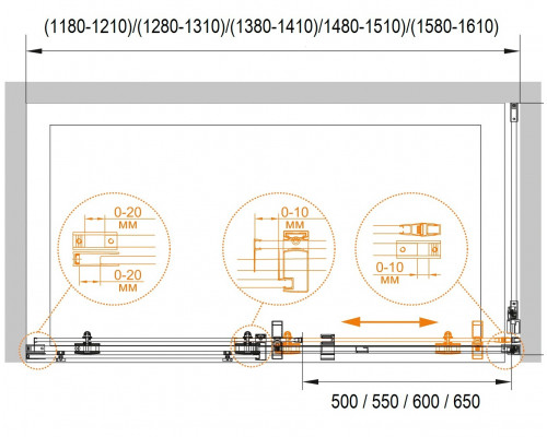 Душевая дверь в нишу CEZARES STYLUS-O-M-BF-1-120-C-Cr
