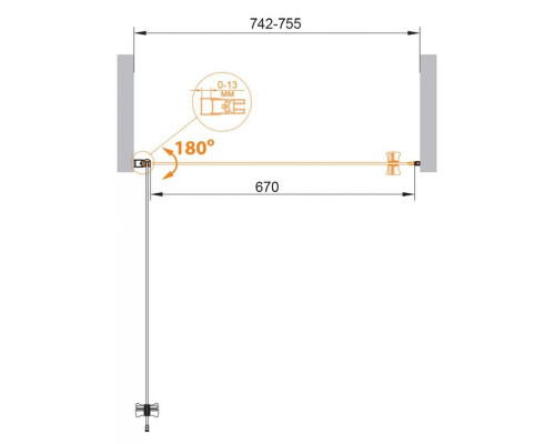 Душевая дверь в нишу CEZARES ECO-O-B-1-75-C-Cr