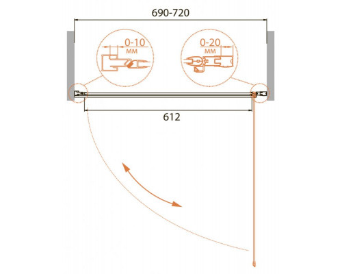 Душевая дверь в нишу CEZARES RELAX-B-1-70-P-Bi-R