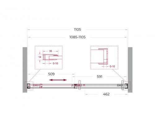 Душевая дверь в нишу BelBagno SOFT_CLOSE-1-BF-1-110-C-Cr профиль хром, стекло прозрачное