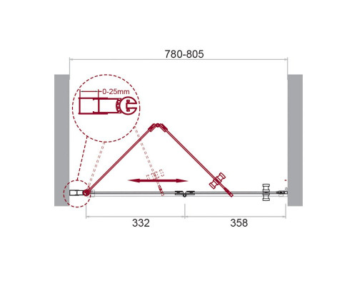 Душевая дверь в нишу BelBagno ALBANO-BS-12-80-C-Cr