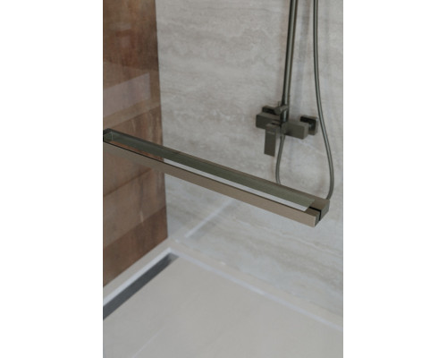 Душевая дверь CEZARES LUX-B-FS-11-140-C-GM, 140 см, профиль оружейная сталь, стекло прозрачное