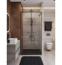 Душевая дверь CEZARES LUX-B-FS-1-90-C-GM, 90 см, профиль оружейная сталь, стекло прозрачное