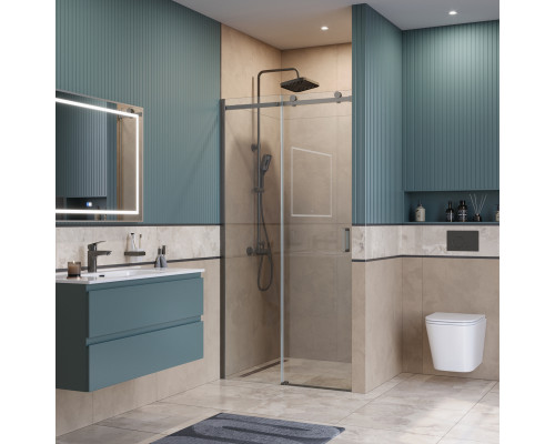 Душевая дверь в нишу BelBagno SOFT_CLOSE-2-BF-1-120-C-GM профиль оружейная сталь, стекло прозрачное