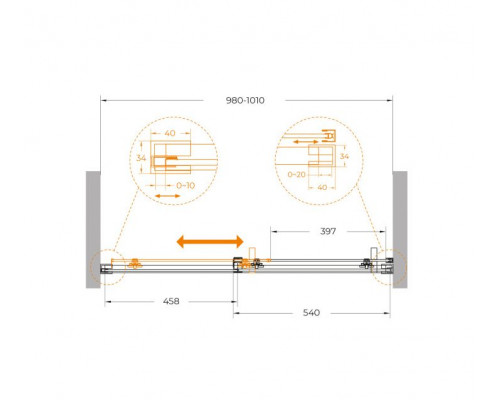 Душевая дверь CEZARES PLANE-BF-1-100-C-CR, 100х195, профиль хром, стекло прозрачное
