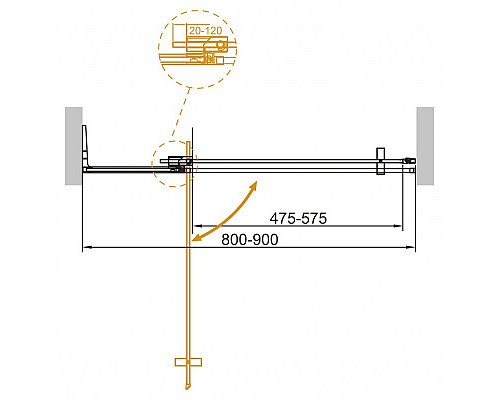 Душевая дверь в нишу CEZARES SLIDER-B-1-80/90-GRIGIO-BORO