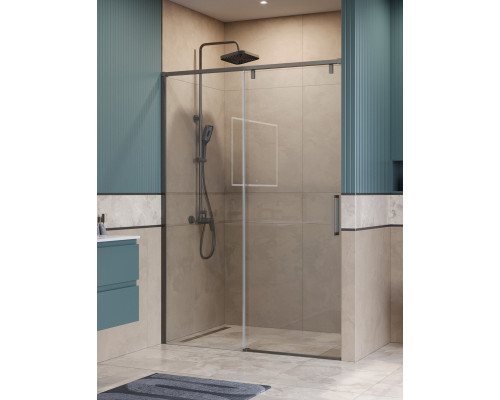 Душевая дверь в нишу BelBagno SOFT_CLOSE-1-BF-1-140-C-GM профиль оружейная сталь, стекло прозрачное