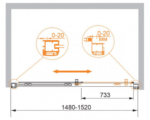 Душевая дверь в нишу CEZARES ANIMA-W-BF-1-150-C-Cr