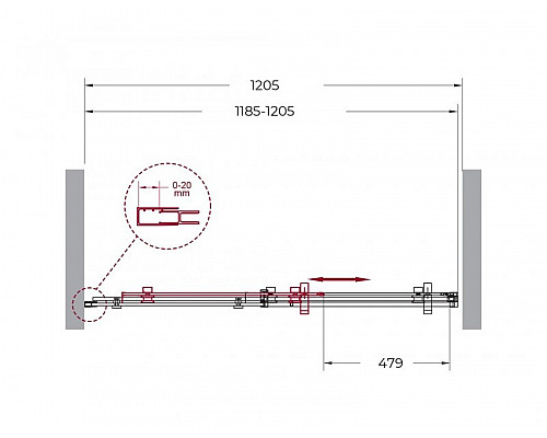 Душевая дверь в проем BelBagno MARINO-BF-1-120-C-Cr