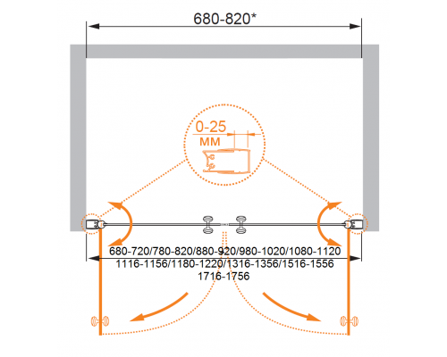 Душевая дверь в нишу CEZARES ELENA-W-B-2-160-C-Cr