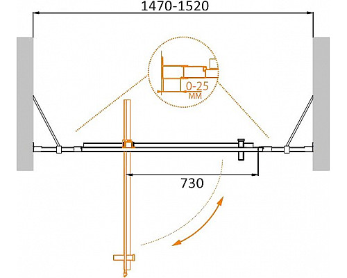 Душевая дверь в нишу CEZARES MOLVENO-BA-12-100+50-C-Cr-IV