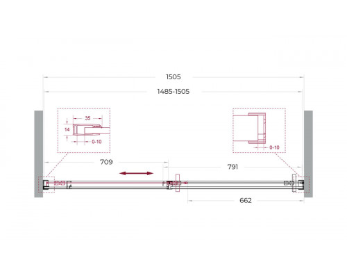 Душевая дверь в нишу BelBagno SOFT_CLOSE-1-BF-1-150-C-GM профиль оружейная сталь, стекло прозрачное