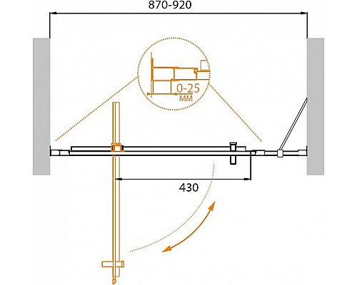 Душевая дверь в нишу CEZARES MOLVENO-BA-11-70+20-P-Cr