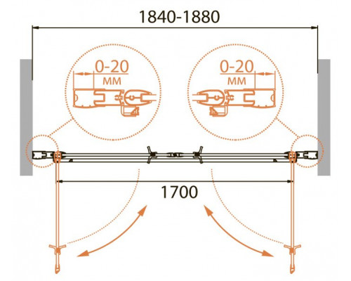 Душевая дверь в нишу CEZARES RELAX-B-2-180-C-Bi