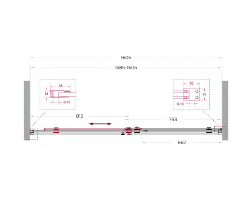 Душевая дверь в нишу BelBagno SOFT_CLOSE-2-BF-1-160-C-GM профиль оружейная сталь, стекло прозрачное