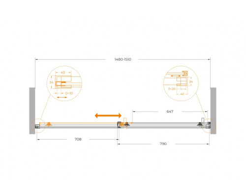 Душевая дверь CEZARES PLANE-BF-1-150-C-CR, 150х195, профиль хром глянец, стекло прозрачное
