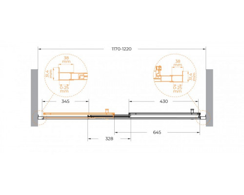 Душевая дверь в нишу CEZARES MOLVENO-BF-3-120-C-BORO-IV