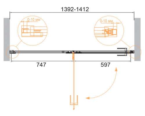 Душевая дверь в нишу CEZARES BELLAGIO-B-12-140-C-NERO