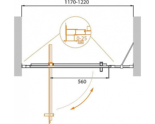 Душевая дверь в нишу CEZARES MOLVENO-BA-11-100+20-P-Cr