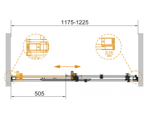 Душевая дверь в нишу CEZARES STYLUS-SOFT-BF-1-120-C-Cr