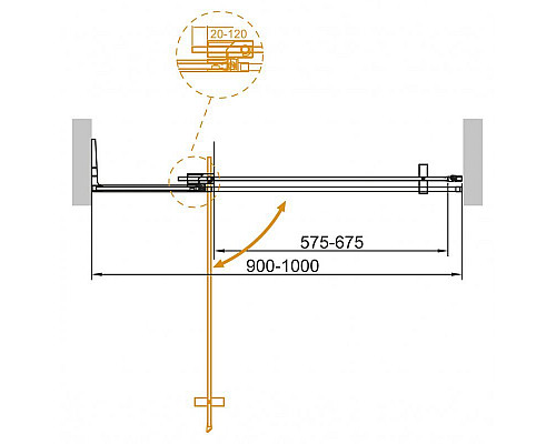 Душевая дверь в нишу CEZARES SLIDER-B-1-90/100-BR-GM