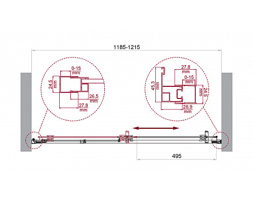 Душевая дверь в нишу BelBagno LUCE-BF-1-120-P-Cr